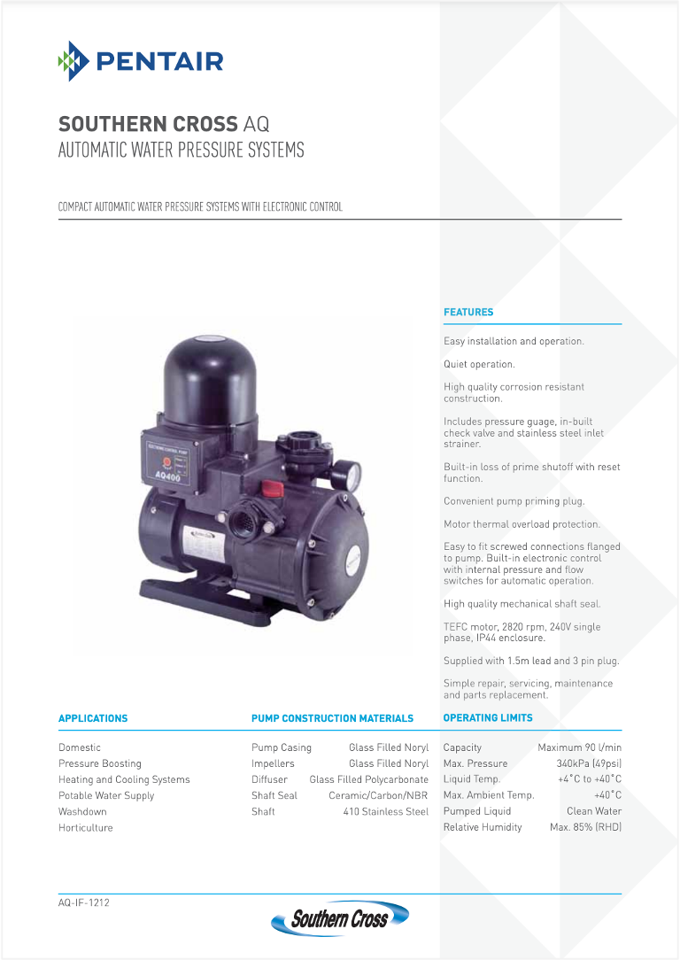 SOUTHERN CROSS PUMPS AQ Pressure
